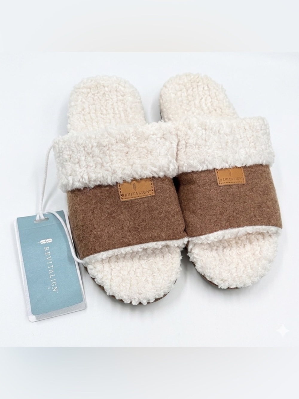 Revitalign Shearling Style Slide Slippers Size 6.5